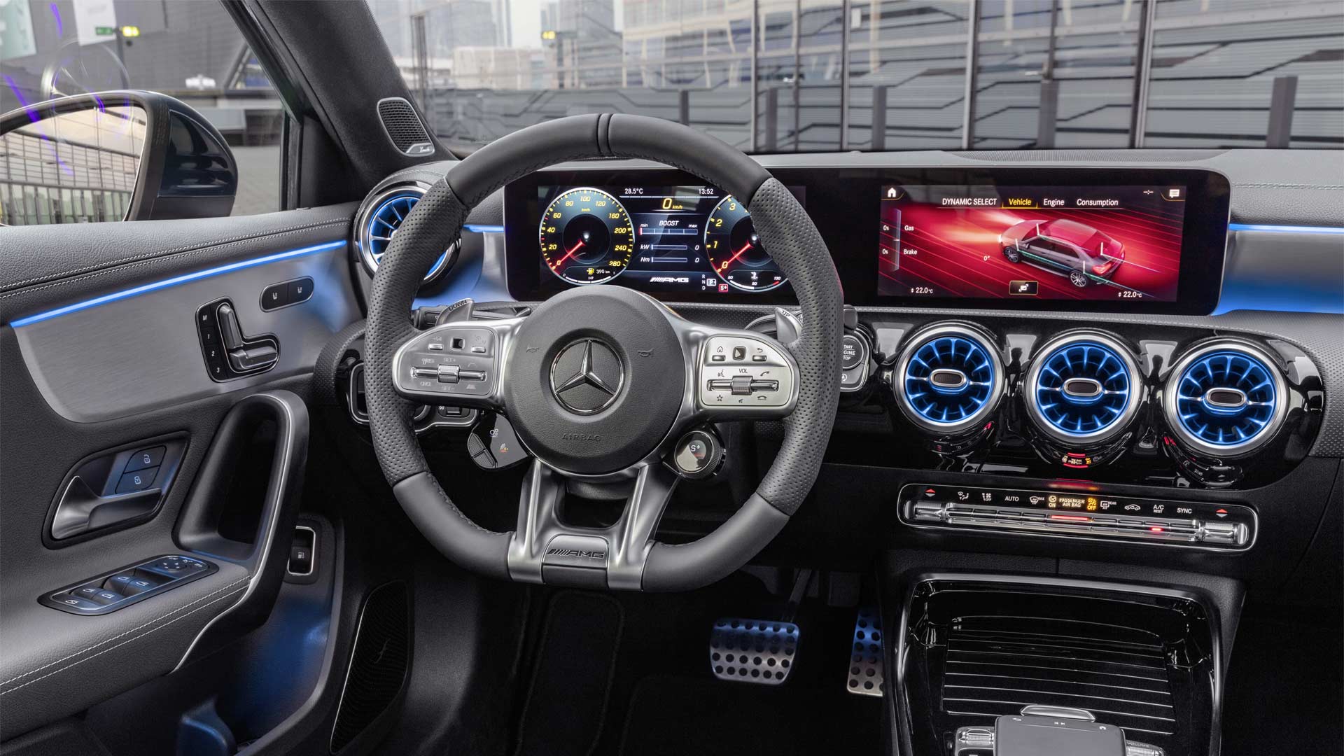 2020-Mercedes-AMG-A-35-4MATIC-Sedan-Interior-Instrument-Cluster-Steering-Wheel