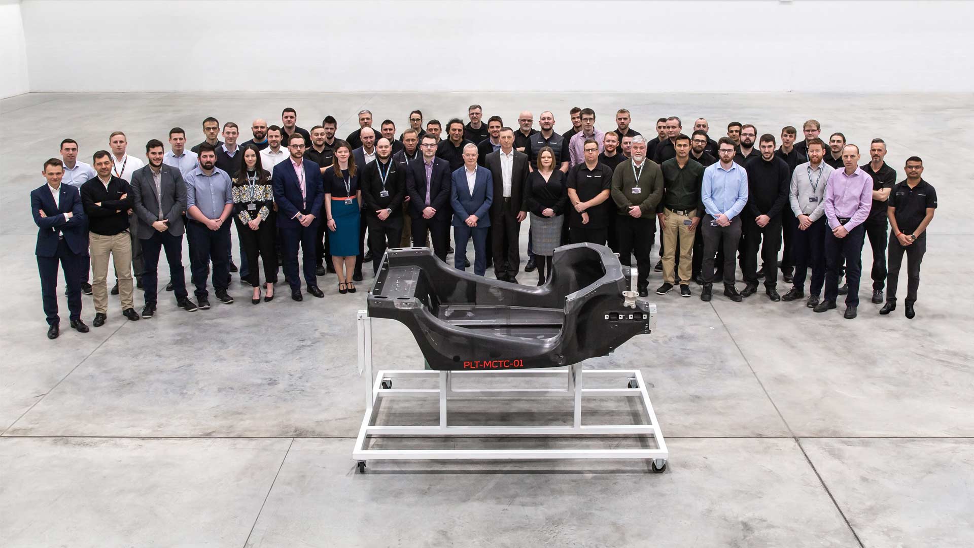 First prototype carbon fibre chassis from McLaren Composites Technology Centre (MCTC)
