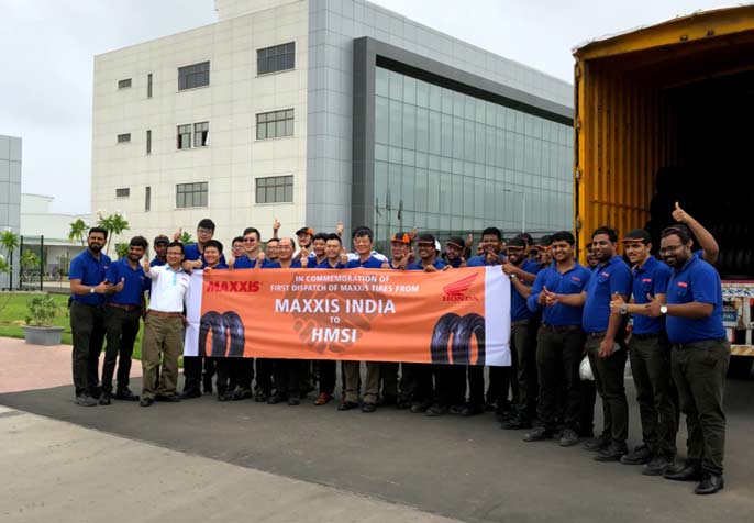 Maxxis-Tyres-India-rolls-out-first-consignment-for-Honda-Motorcycle-&-Scooter-India-from-its-Sanand-plant