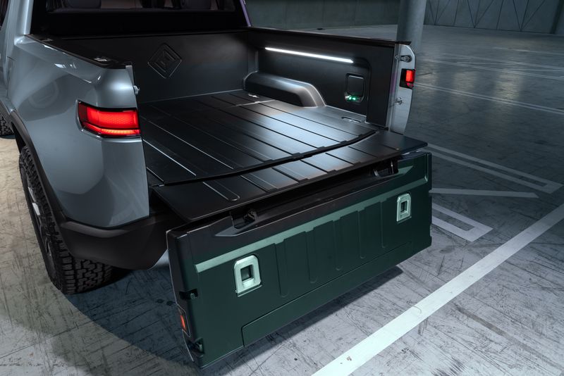 Rivian R1T all-electric pick-up truck tailgate