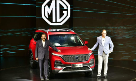 P. Balendran, Executive Chairman and Rajeev Chaba, President and MD at the MG Hector unveil 2019