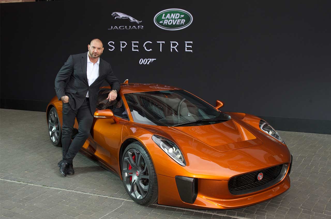Jaguar C-X75 concept with Dave Bautista Spectre movie