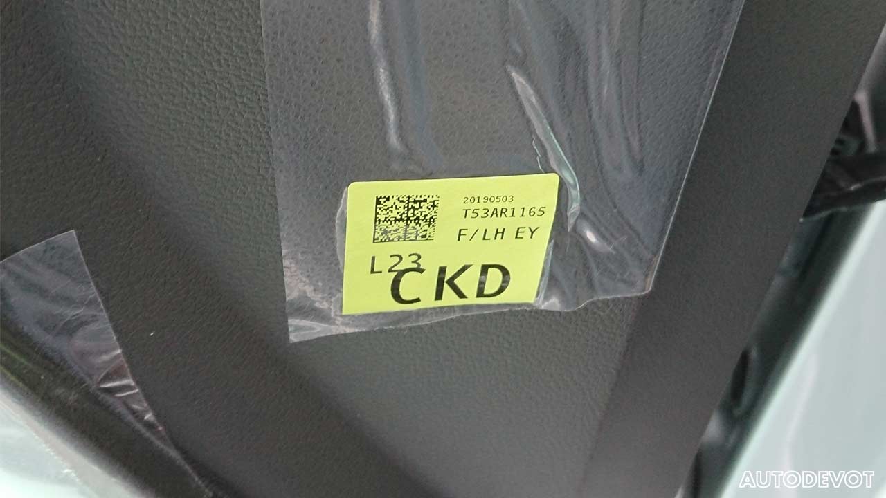 Hyundai Kona Electric India CKD sticker on door pad