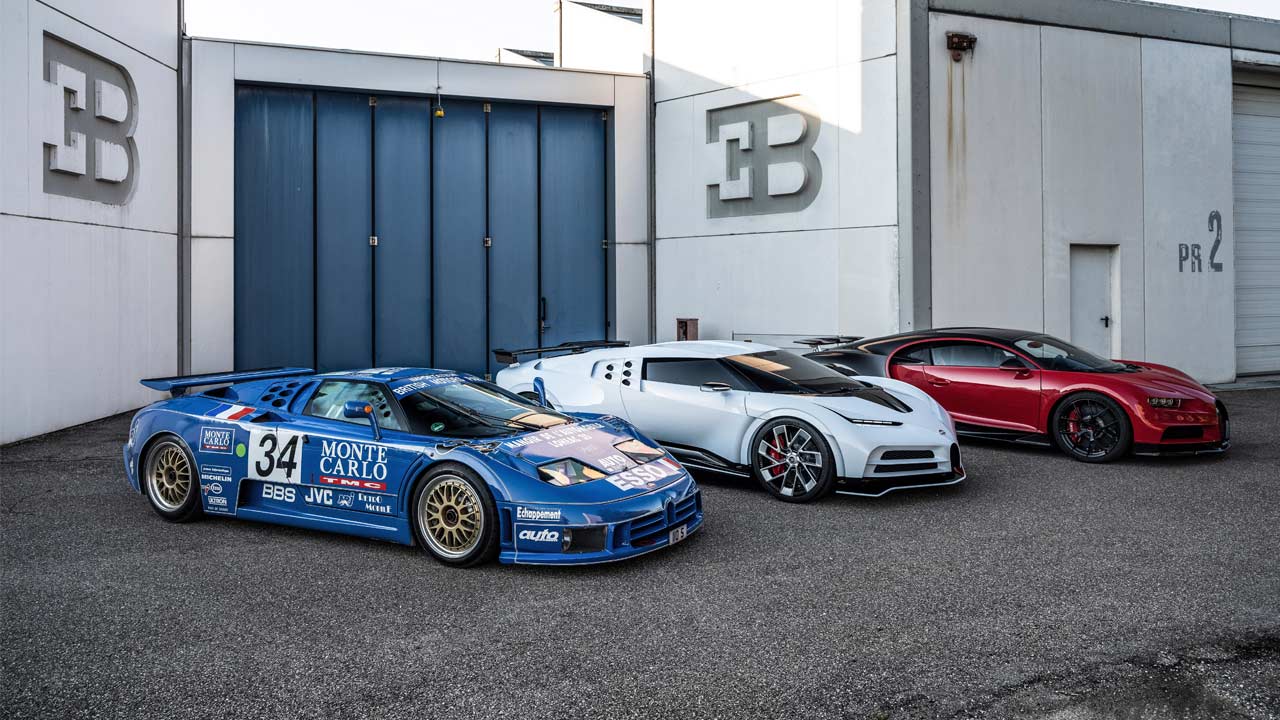 Bugatti-Centodieci with EB110 and Chiron