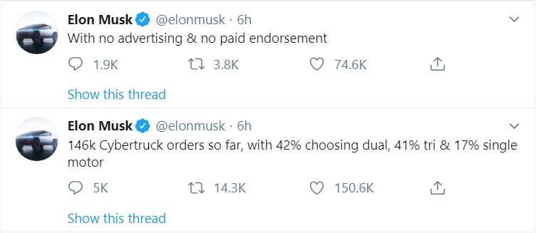 Tesla-Cybertruck-orders-Elon-Musk-tweet