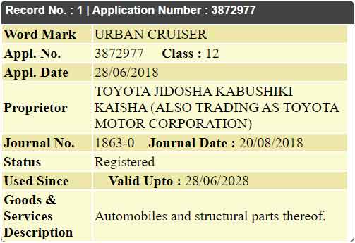 Toyota-Urban-Cruiser-trademark