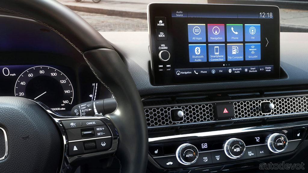 11th-generation-2022-Honda-Civic-Sedan-Sport_interior_steering_wheel_infotainment_display