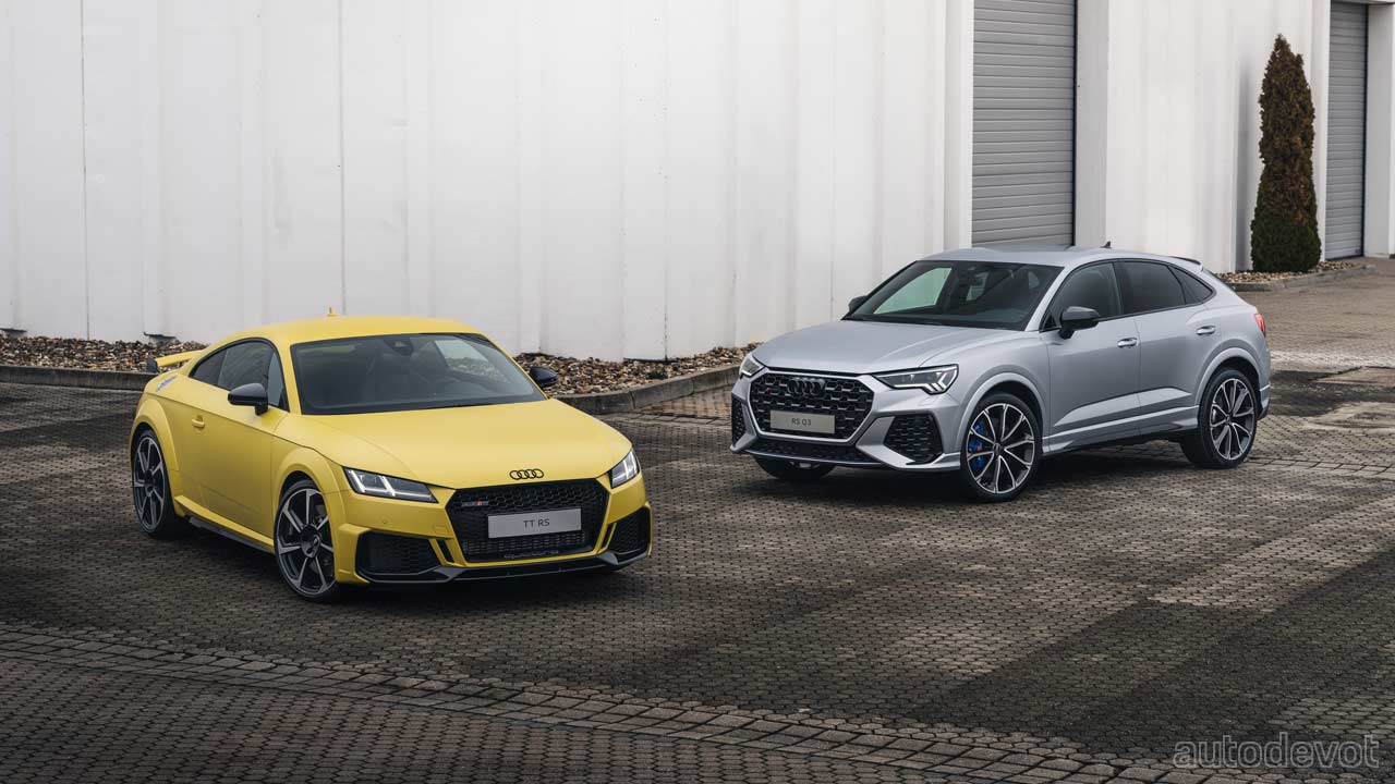 Audi-TT-RS-and-RS-Q3-in-Python-Yellow-and-Dew-Silver